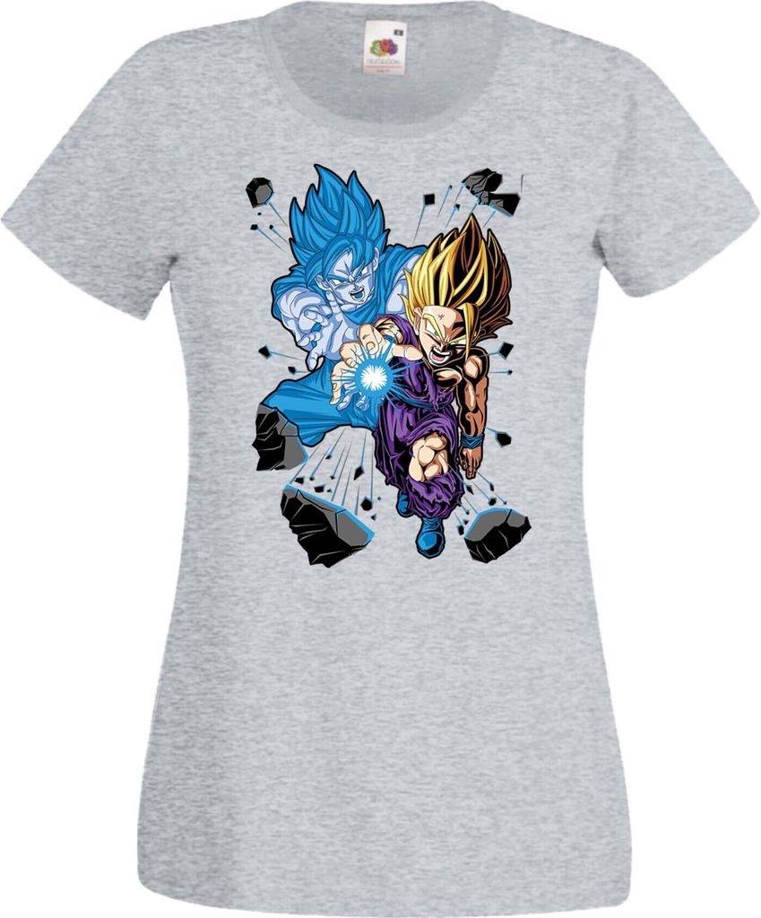Damen T-Shirt Anime Manga Dragon Anime Manga Ball Z Gohan X Goku, Lady XS / Grau