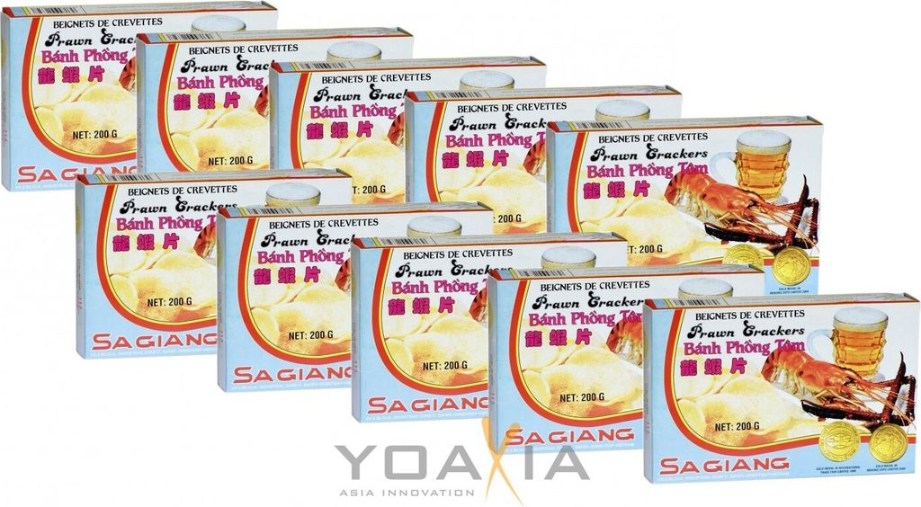 10er Pack SA GIANG Garnelencracker (10x 200g) | Krabbenchips | Kroepoek | Krabbenbrot