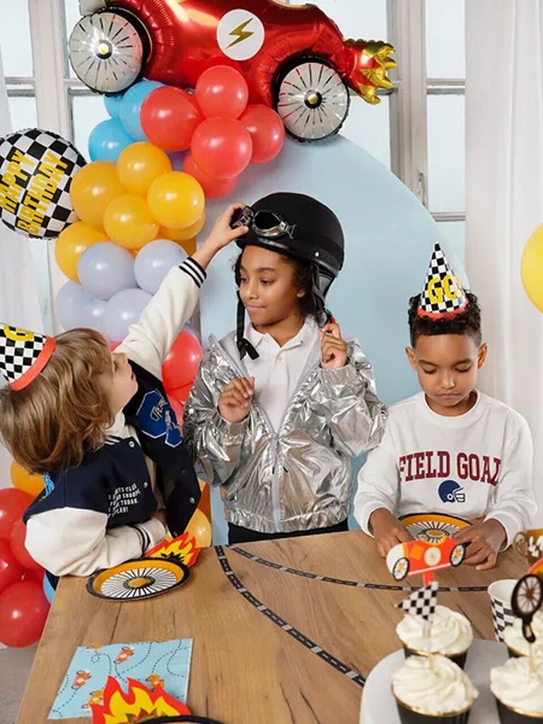 Cake Topper Rennauto 12cm 4er Set Rot / Schwarz / Gold