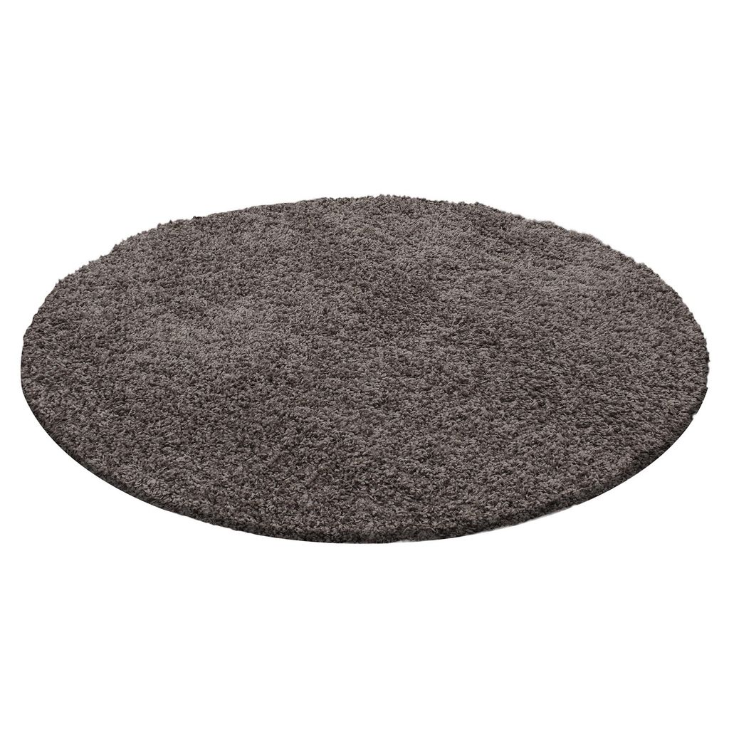 Hochflor Teppich LIFE Taupe 80 cm Rund