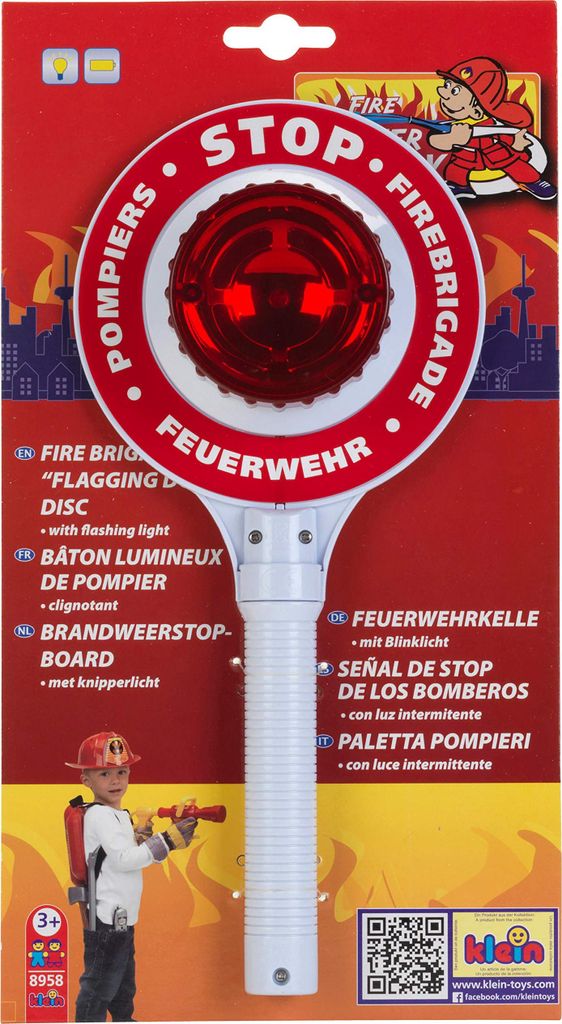 Theo Klein 8958 Feuerwehrkelle I Batteriebetriebene mit Blinklicht-Funktion I Maße: 16 cm x 3,5 cm x 29 cm I Spielzeug für Kinder ab 3 Jahren