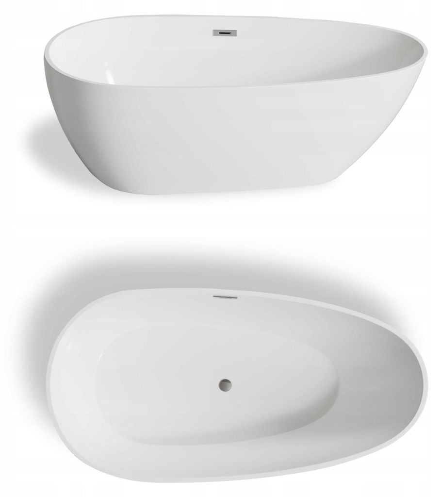 Freistehende Badewanne Corciano Gullfoss 170 x 75 cm, weiß, Acryl, oval