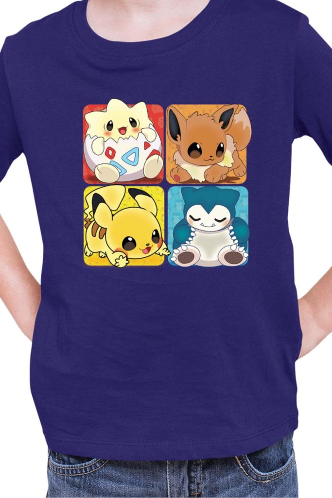 Kinder T-Shirt Japan Manga Anime Comics Pokemon 017, / Dunkelblau