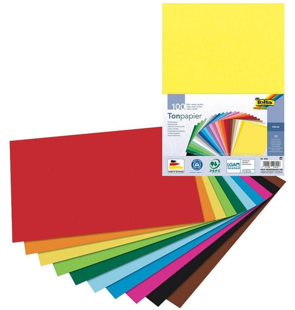 folia 605 - Tonpapier DIN A4, 100 Blatt sortiert in 10 Produktbild 