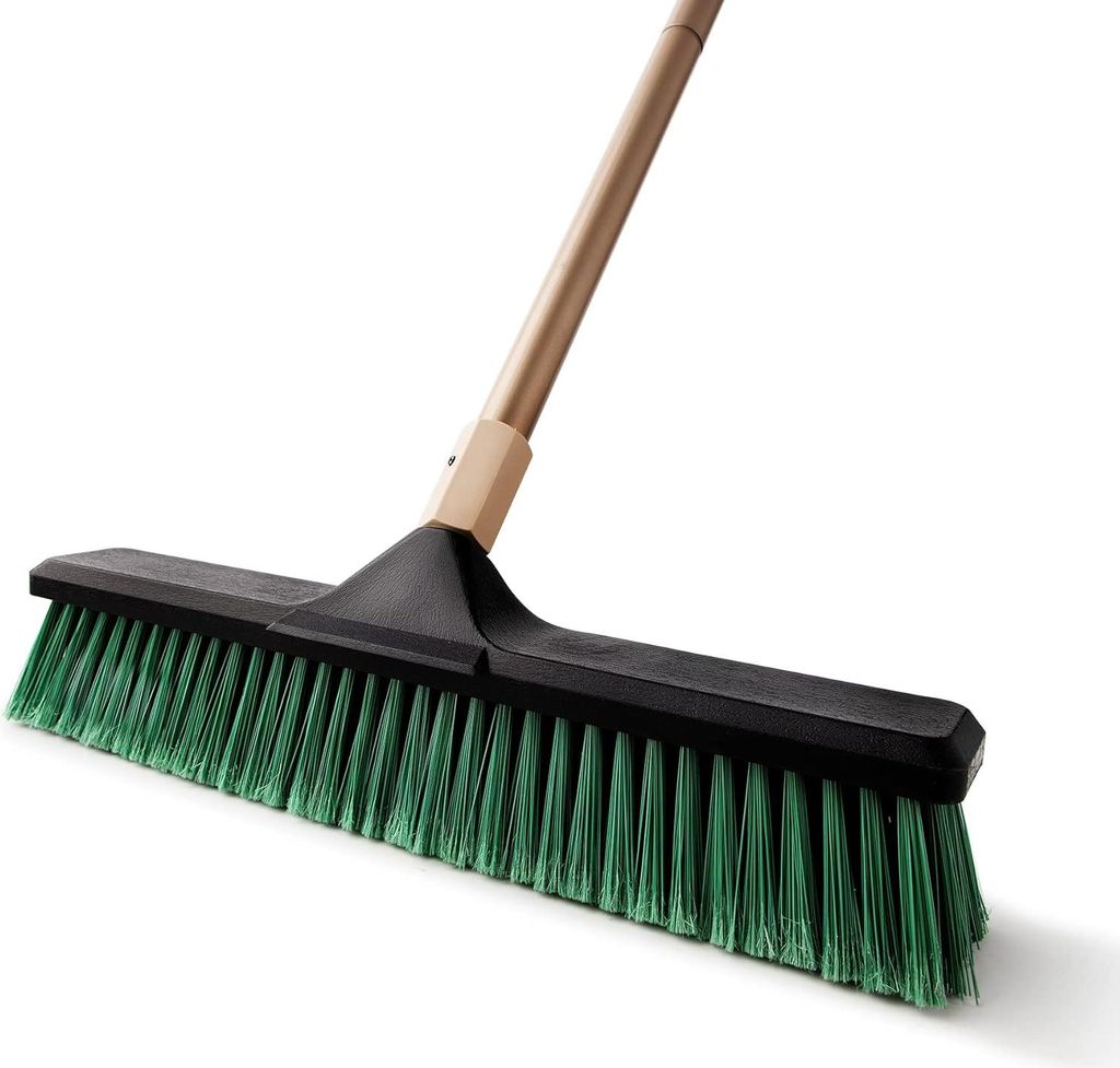 Schwere Gartenbesen für die Bodenreinigung 45 cm steife Borsten und 168 cm verstellbarer Griff - für Innen- und Außenanwendungen, zum Kehren von...
