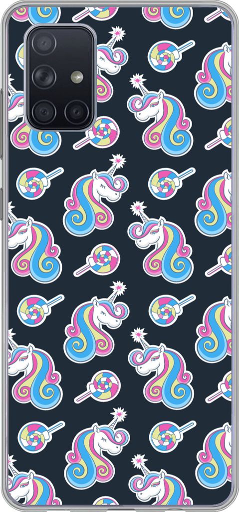 MuchoWow Handyhülle Schutzhülle Hülle für Telefoonhoesje Samsung Galaxy A51 Mädchen - Einhorn - Lutscher Bonbons - Muster - Mädchen - Kinde...