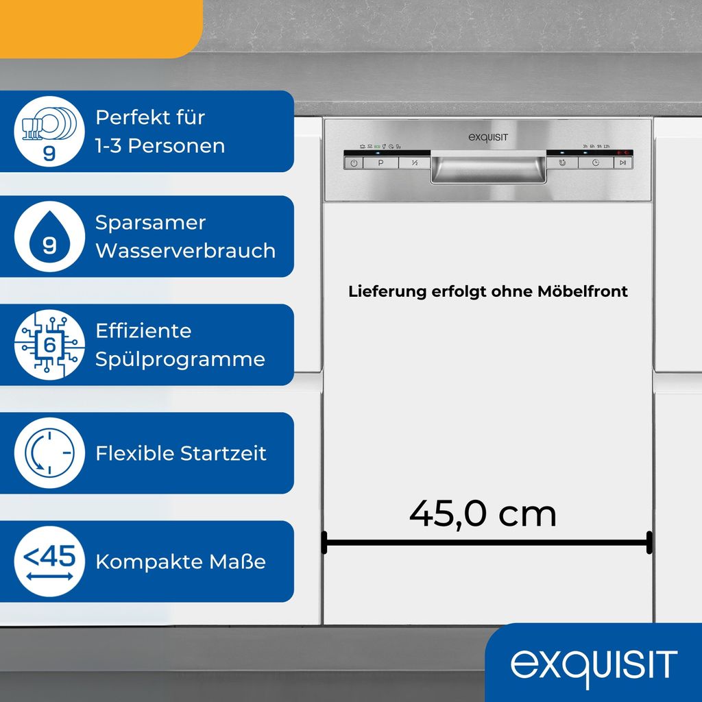 Exquisit Geschirrspüler EGSP51009-EB-030E inox | Produktbild 3