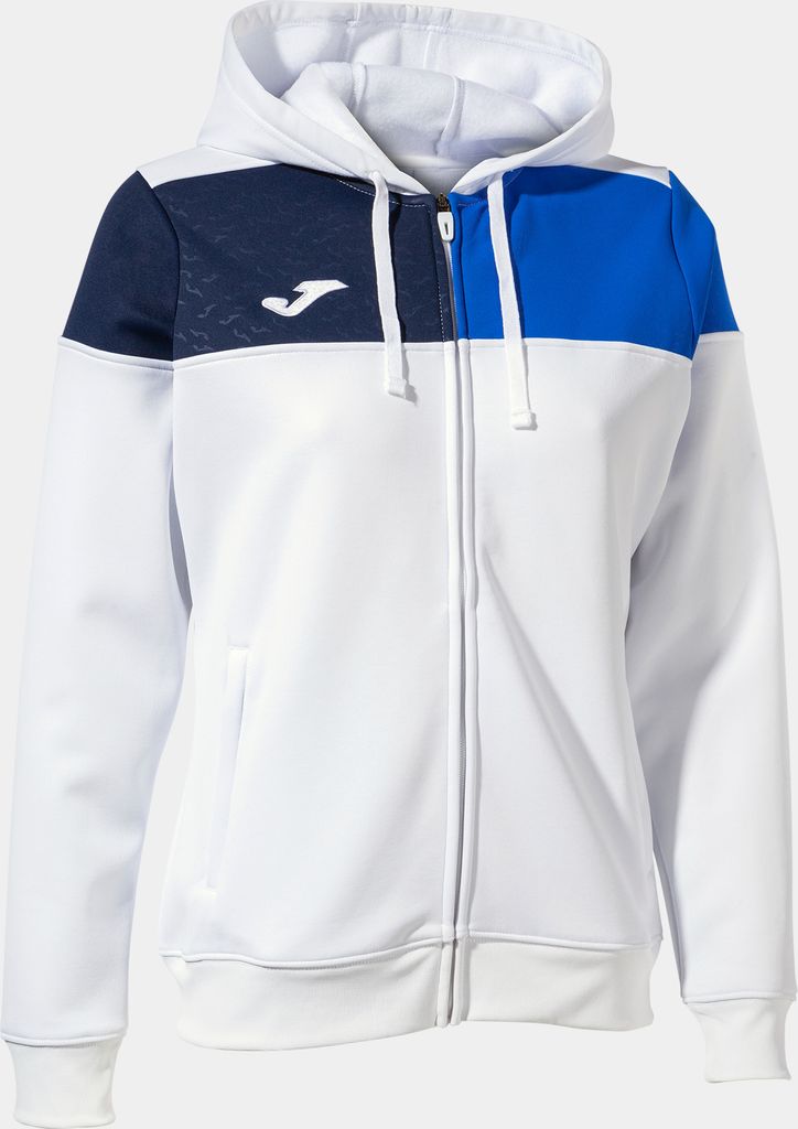 Joma Crew V Zip-Up Hoodie, Weiss-Royalblau, S