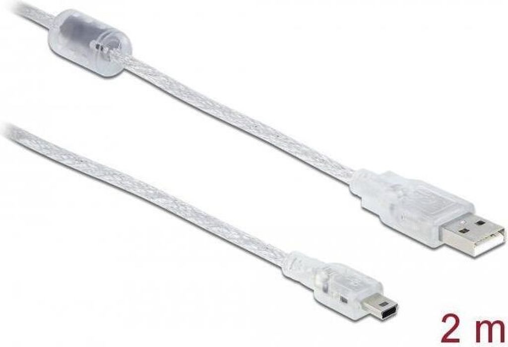 USB Kabel Delock A -> Mini-B St/St 2.00m transparent