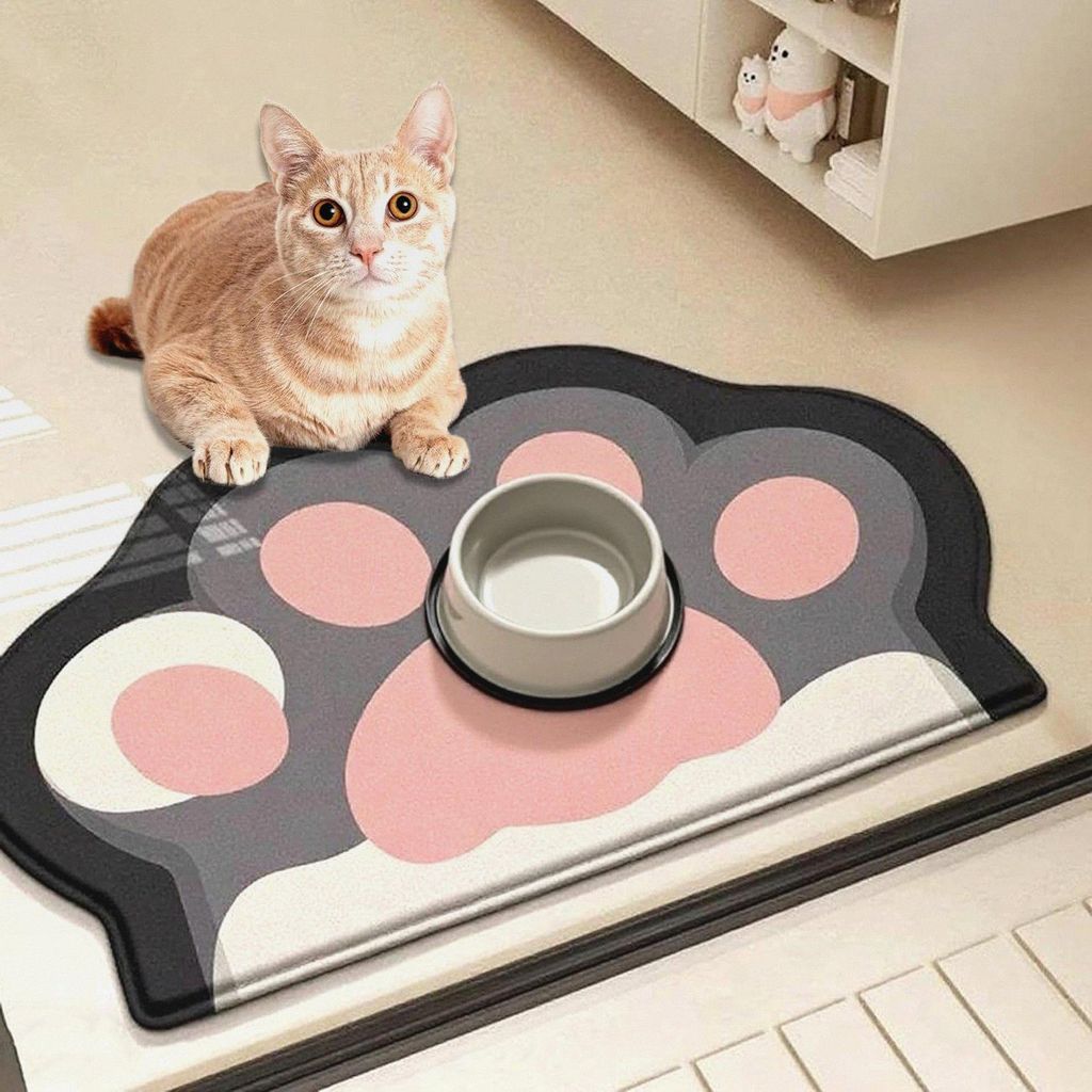 60 X 40 cm Napfunterlage Hund Katzen Groß, Futternapf Unterlage rutschfeste Saugfähige Katzennapf Futtermatte Katze Hundenapf Matte Futterunterla...