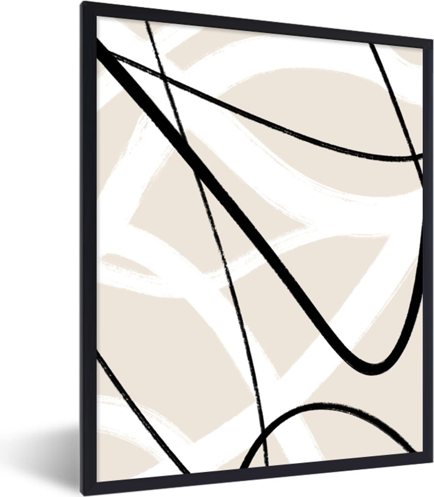MuchoWow Gerahmtes Poster Linie - Abstrakt - Minimalismus - Pastell 30x40 cm - Poster mit Schwarzem Bilderrahmen Wandposter Rahmen Foto Bilder - ...