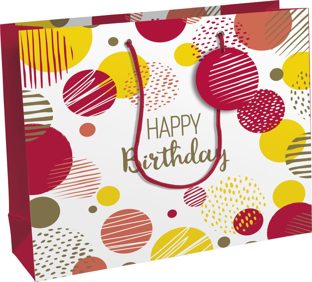 Clairefontaine 6x Happy Birthday, Geschenktasche 37,3x11,8x27 ,5cm Rosa 32484-6C