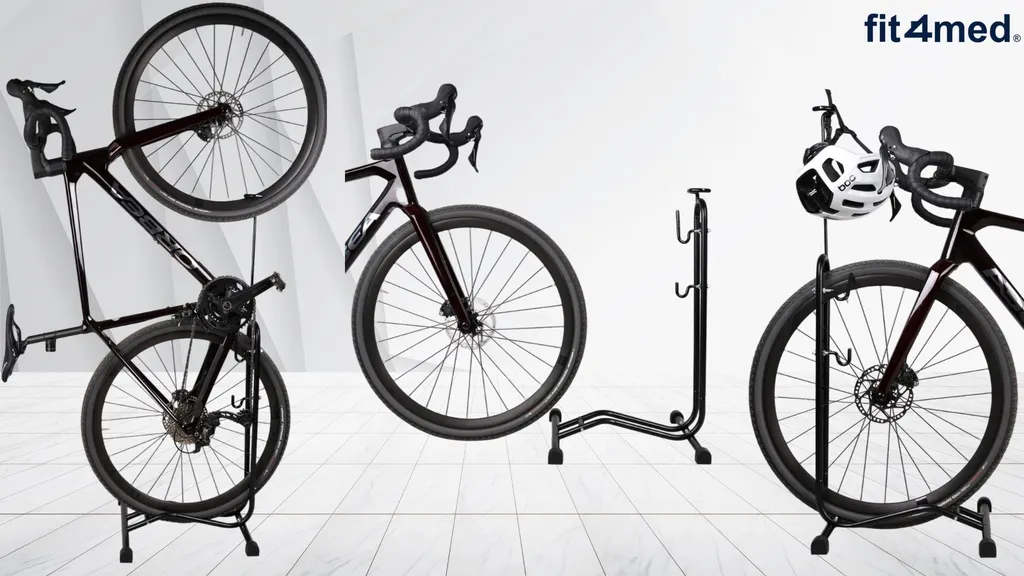 FIT4MED Support de Vélo Noir 2500g 3 en 1 - Pied d'Atelier Robuste - 4