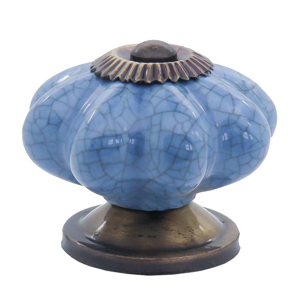 1 Möbelknopf, Möbelgriff, Möbelknopf, Knauf Keramik, 45mm, blue crackle #0046