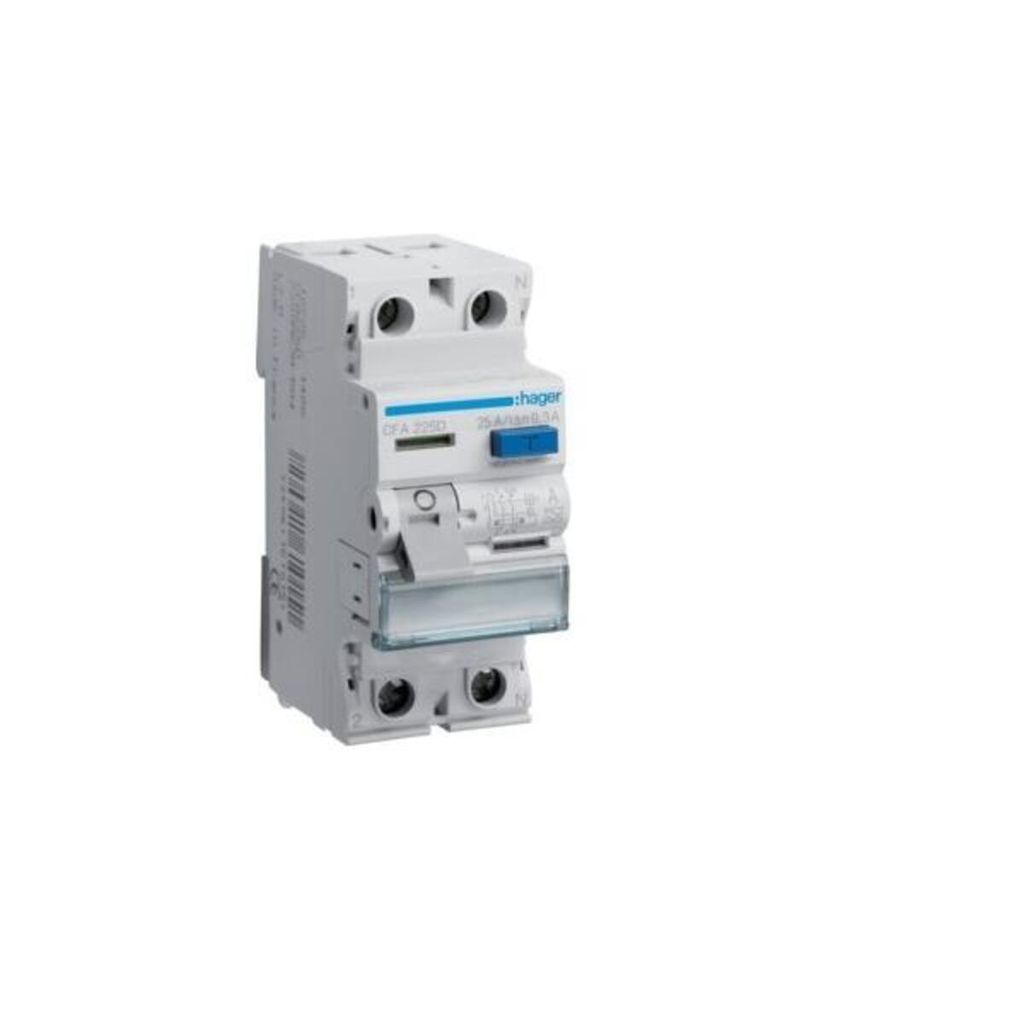 Hager Fi-Schalter 2polig 6kA 25A CFA225D 300mA Typ A Produktbild 