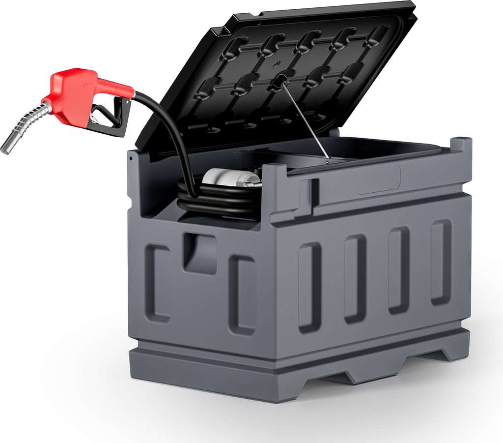 Wiltec mobile Tankanlage 180 l mit 12 V Pumpe, Kraftstoffbehälter für Dieselkraftstoff, tragbare Dieseltankanlage für flexibles Tanken