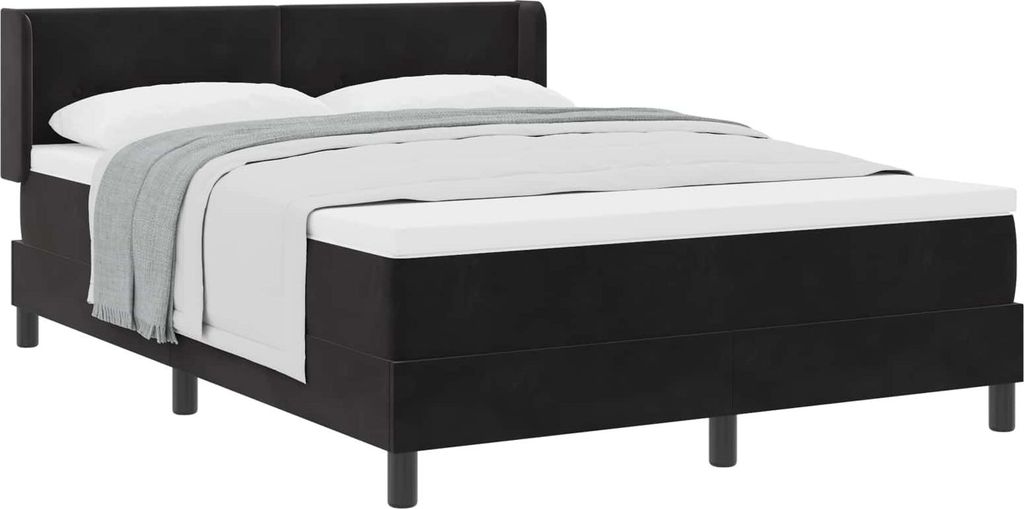 Boxspringbett mit Matratze Schwarz 200 x 160 cm Samt