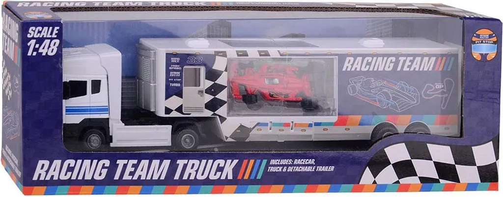Johntoy Camion Jouet Race Team et voiture Die-cast 37cm pour enfant