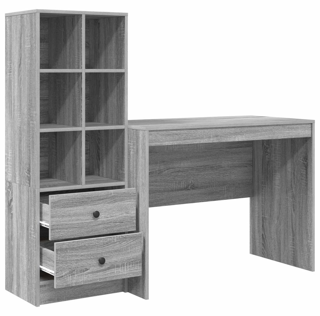 Schreibtisch mit Schubladen 2 pcs Graues Sonoma