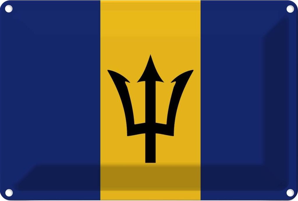 vianmo Blechschild 12x18 cm Barbados Flagge Fahne Wappen