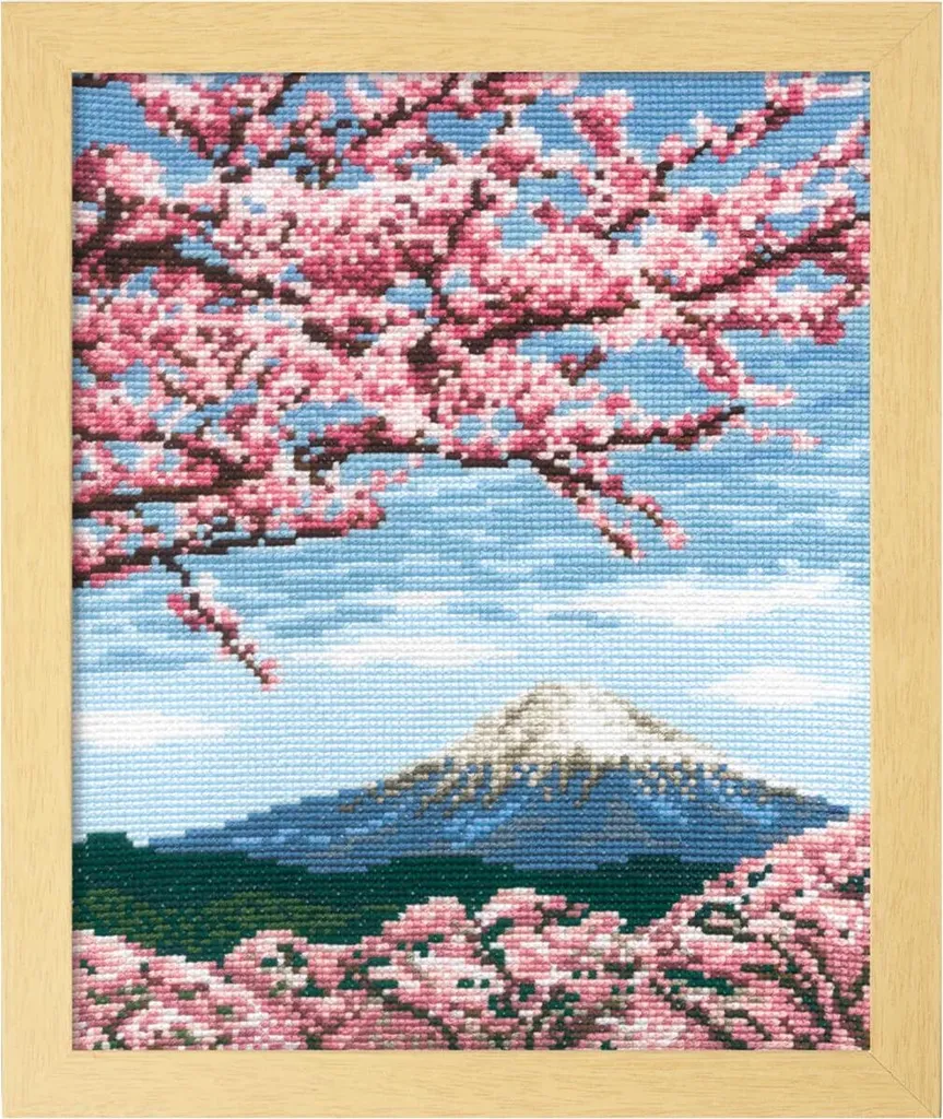 Tableau à broder point de croix Japon Mont Fuji pour décoration murale