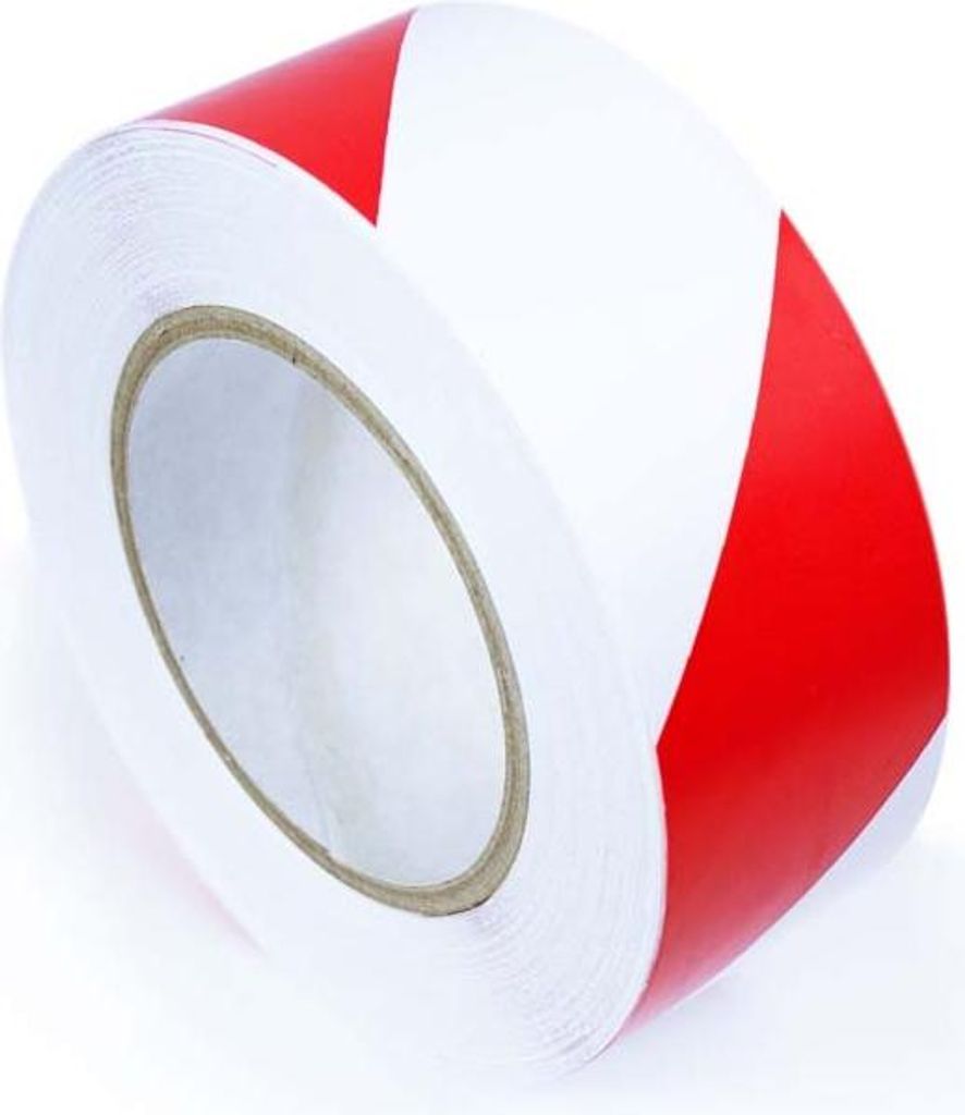 Temporäres Warnband Weiß & Rot 50 mm x 30 m x - Weiß & Rot - Glatt - Polyvinyl chloride (PVC) - 0,16 mm - Innenbereich - H0402A