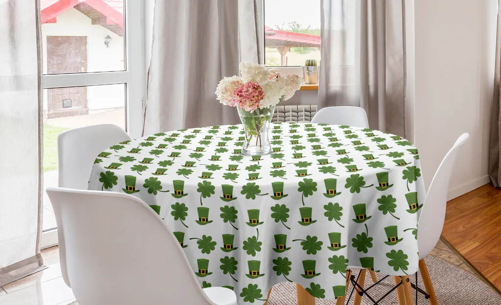 Tovaglia ABAKUHAUS 150 cm Rotonda Trifoglio Verde e Arancione Promo