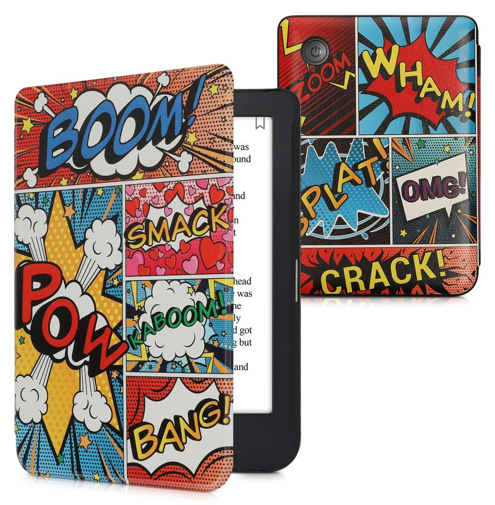 kwmobile Schutzhülle für Kobo Clara 2E / Tolino Shine 4 Hülle - eReader Flip Case mit Auto Sleep Funktion - Comic Symbole mit Mehrfarbig