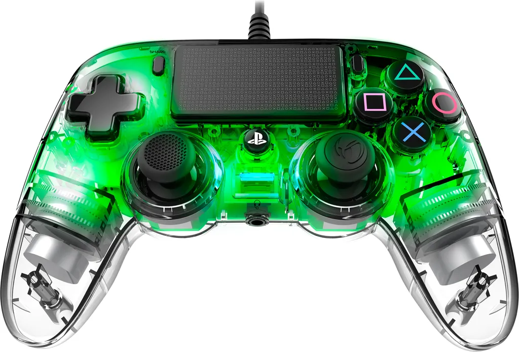 Nacon NACON PS4OFCPADCLGREEN Controller di gioco verde, Gamepad USB trasparente analogico/digitale PC, PlayStation 4