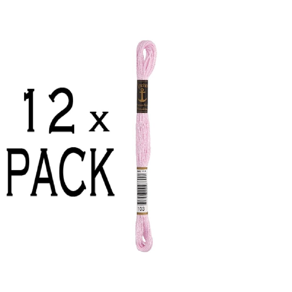12x Anchor Sticktwist 8m, orchidee, Baumwolle, Farbe 103, 6-fädig, VPE