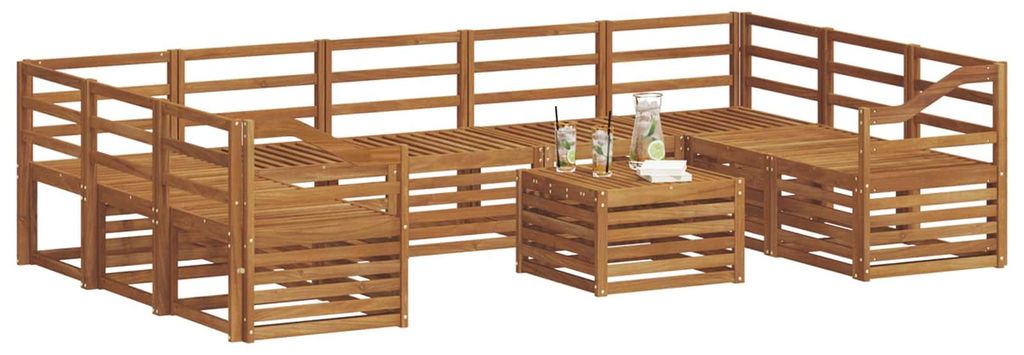 Best Möbel Outdoor-Sofagarnituren Moderne - HOMMIE - Gartenlounge Set/Outdoor Sofa - 10 pcs Natur Massivholz Akazie - Gartensofas designMöbel66754