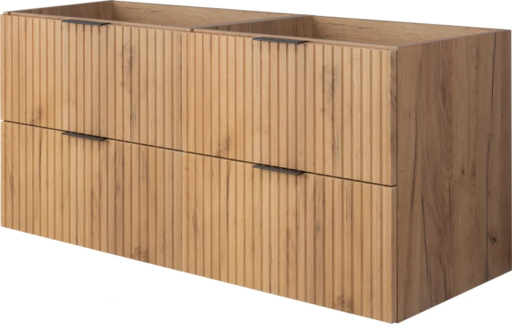 Meuble sous-vasque Rodan 120cm Chêne Brun et Doré avec 2 tiroirs Softclose