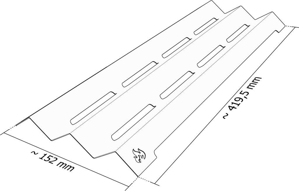 Gasgrill Edelstahl Brennerabdeckung passend für Napoleon LE3,1 LE485 LEX485 605, Farbe:4 Leisten Glänzend Flame