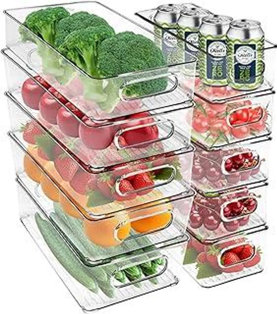 Organizer Frigo Estetici 10 pz - Contenitori Trasparenti Salvaspazio