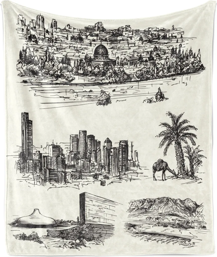 ABAKUHAUS Eastern City Couverture Polaire Douce en Flanelle 175x230 cm