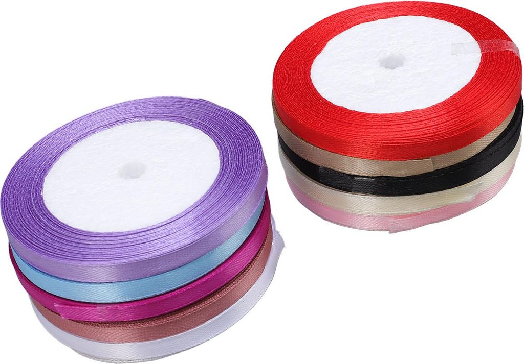 10 Stück 0,6 cm Geschenkband aus Polyester in verschiedenen Farben, exquisite dekorative Bänder auf Rolle für Geburtstage, Hochzeiten und Feiertage