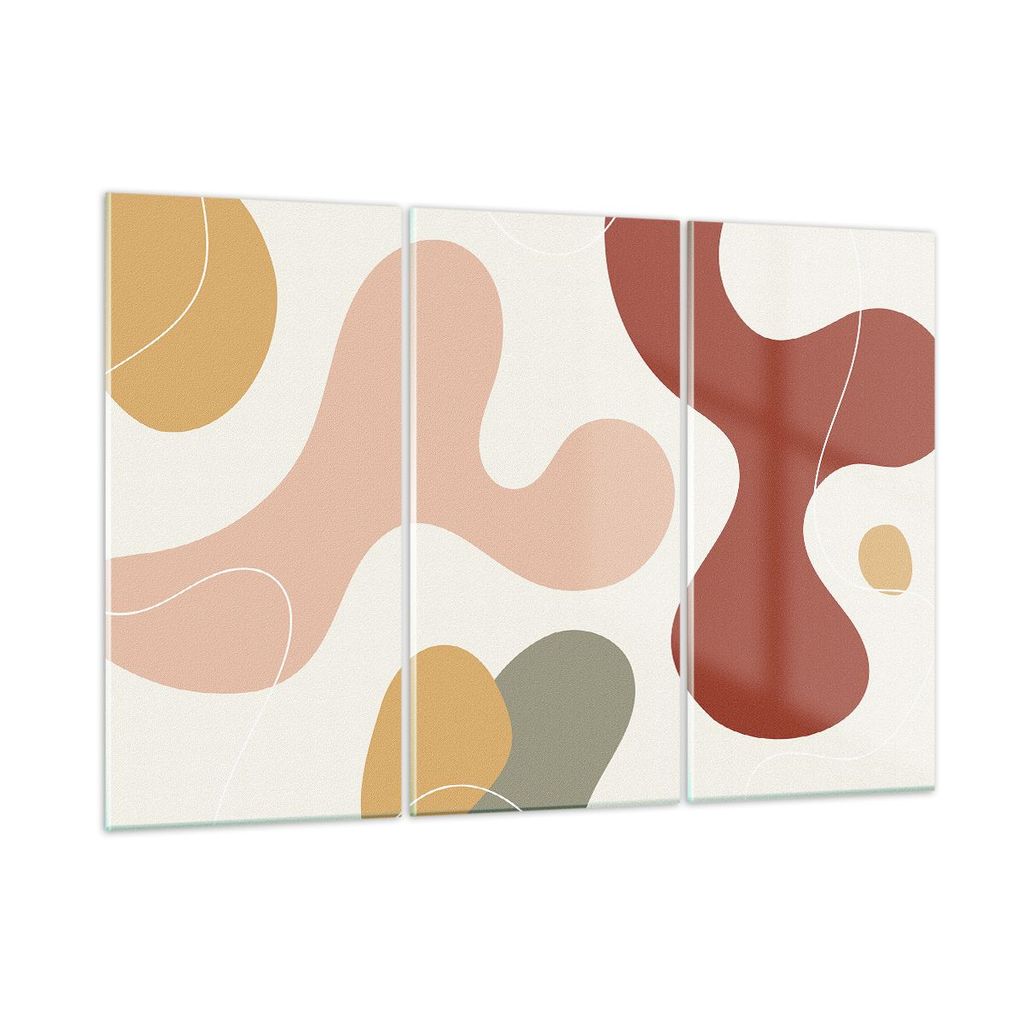 Bilder auf glas - 3 Teile - Abstraktion Flecken Modern - 105x70cm - Glasbilder - Wandbilder - Bilder - zum Aufhängen bereit - Wanddekoration aus G...