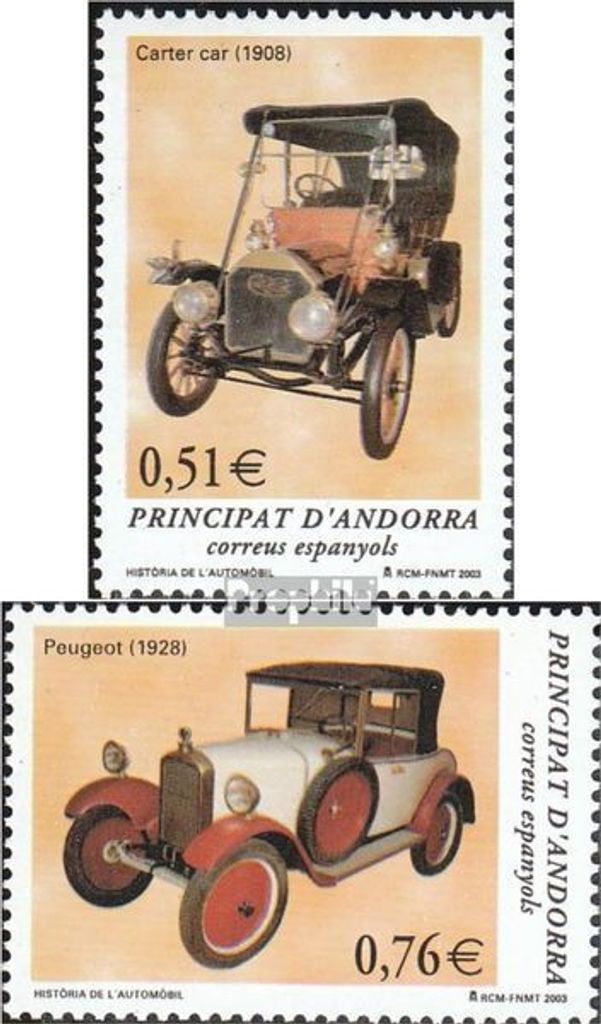 Briefmarken Andorra - Spanische Post 2003 Mi 304-305 (kompl.Ausg.) postfrisch Autos