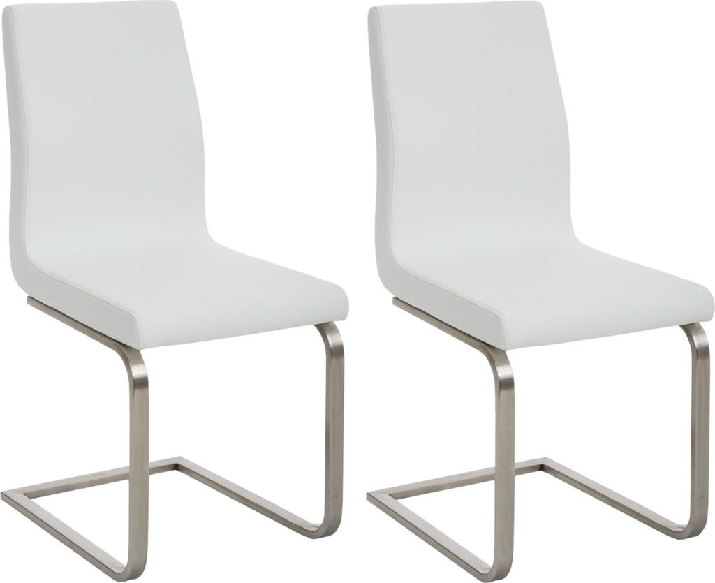 CLP 2er Set Esszimmerstühle Belfort mit robustem Edelstahlgestell weiß