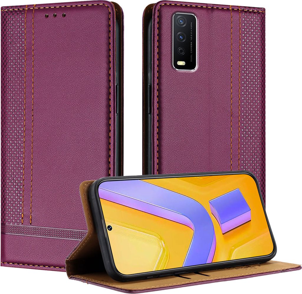 Handyhülle für Vivo Y30 4G Leder Flip Klappbare Schutzhülle mit Standfunktion Lila