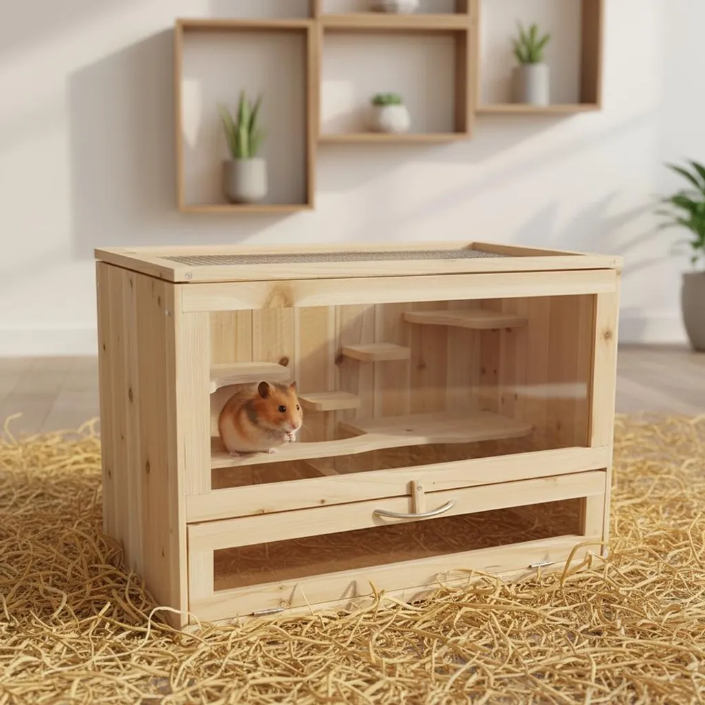 Gabbia Mucola in Legno 60cm - Design e Comfort per Piccoli Roditori