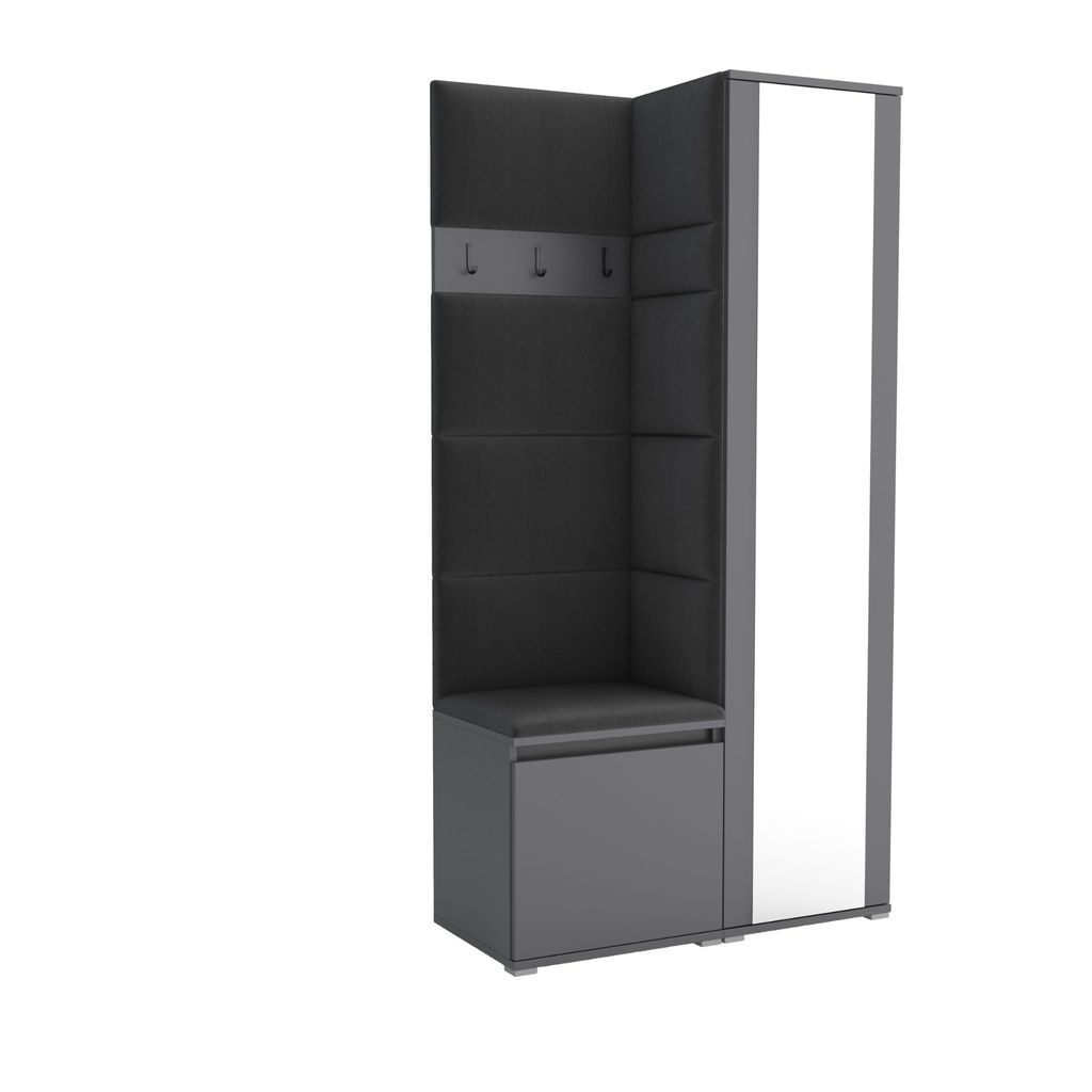Garderobe LUTON 6 ANTHRACITE 16– Farbe: Anthrazit, moderner Schrank 40x95x186 cm, funktionale Lösung für den Flur, Garderobeschrank, Flurmöbel