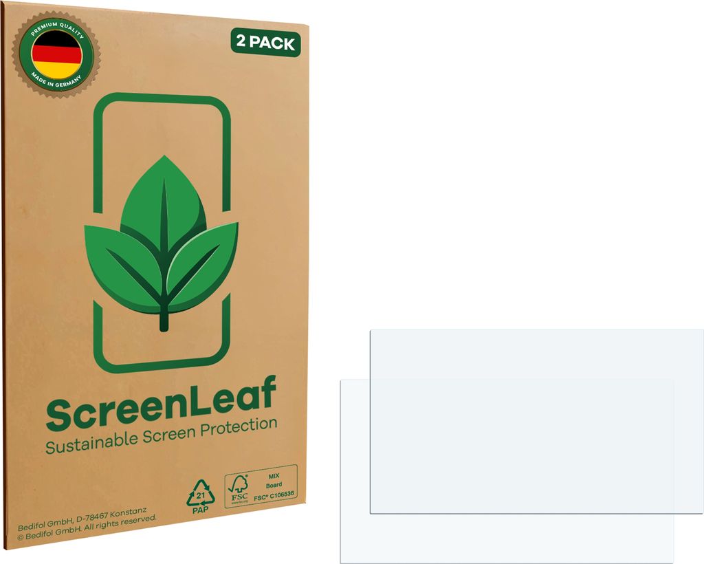 2x ScreenLeaf Schutzfolie für Volkswagen T6 2019 nachhaltiger Displayschutz Display Schutz Folie Klar Transparent