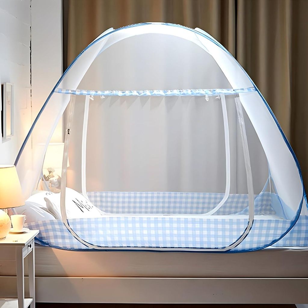 Faltbares Doppeltür-Pop-up-Moskitonetz für Doppelbetten mit Reißverschluss - Großes Format, tragbar und ideal für Reisen, Schlafzimmer, Schlaf...