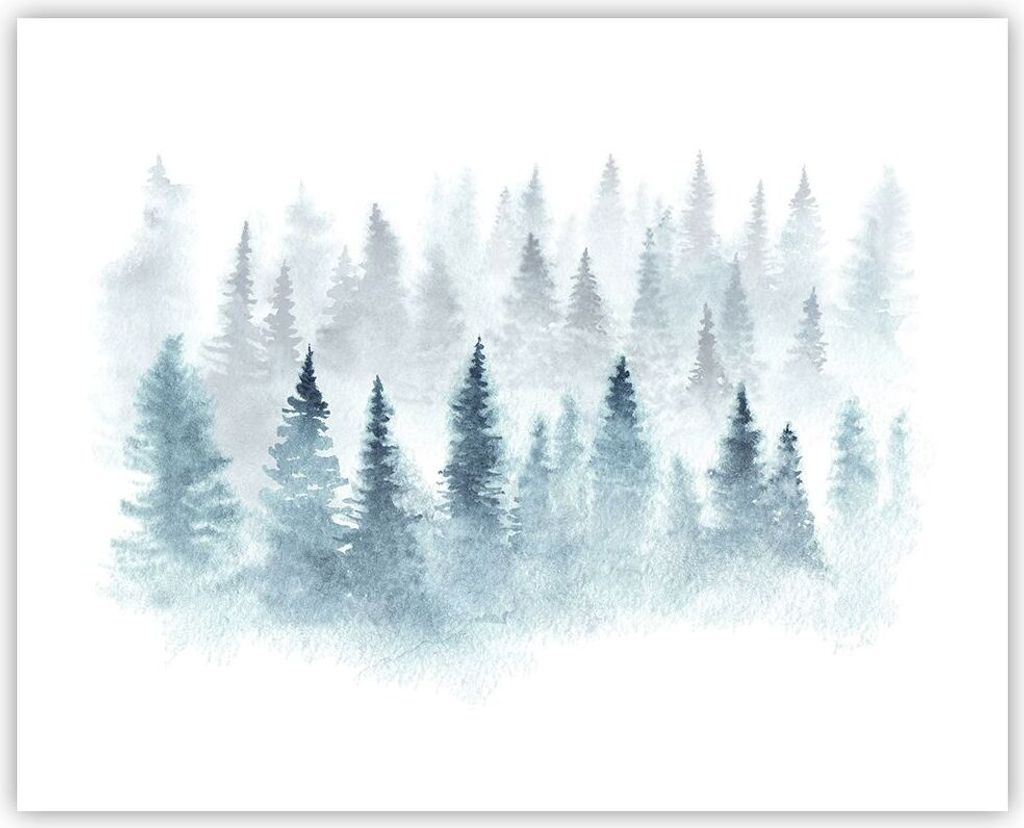 Poster - Poster ohne Rahmen - Bäume Wald Natur - 50x40 cm - Wand Bild - Wanddeko - Wandbilder - Kunstposter - Wandposter - Bilder - Kunstdruck - W...