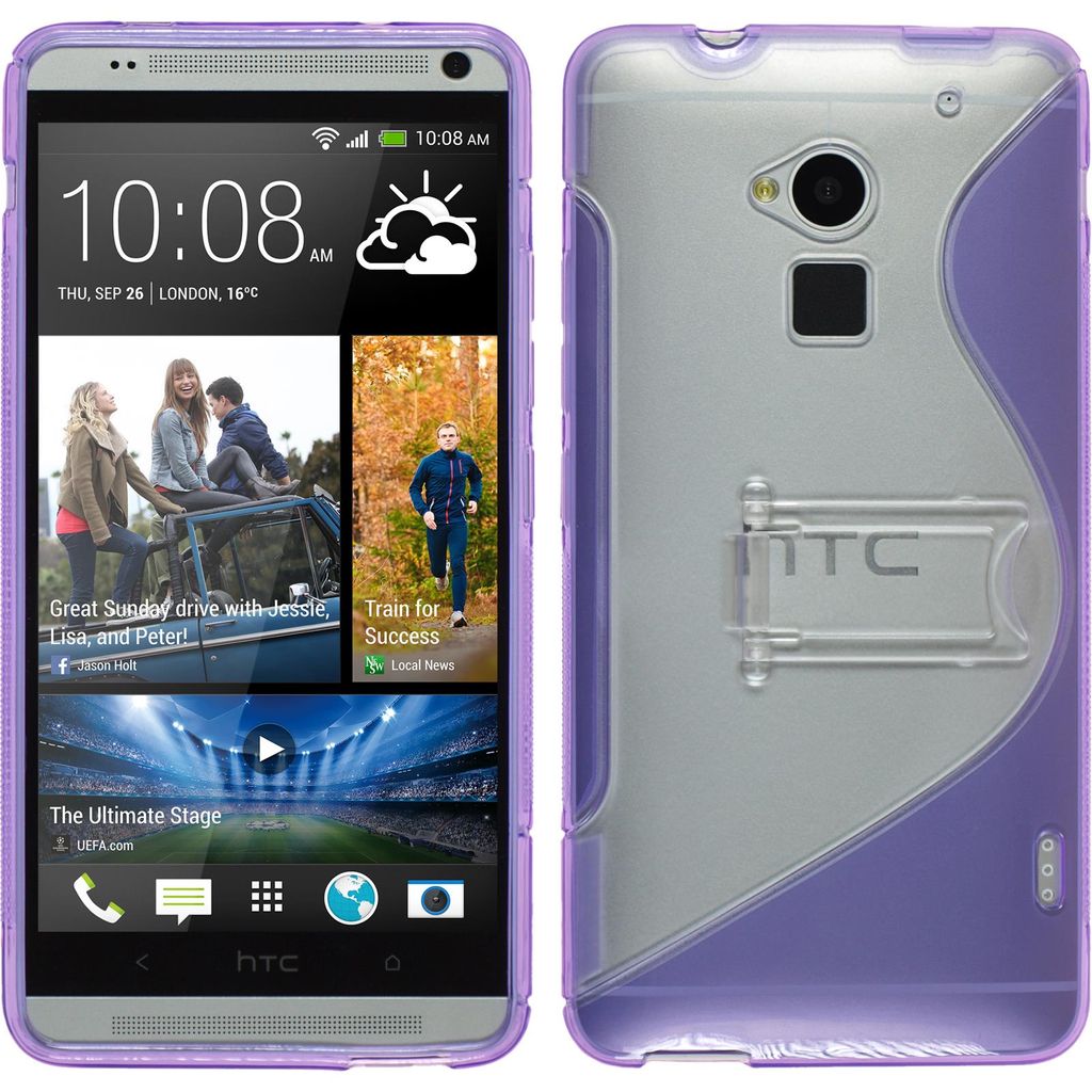 PhoneNatic Case kompatibel mit HTC One Max - lila Silikon Hülle + 2 Schutzfolien