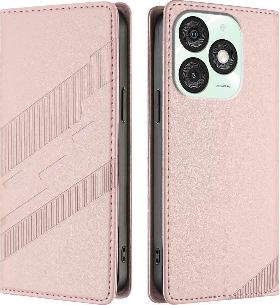 Hülle für itel A50, Kunstleder Brieftaschen Handyhülle mit Kartenfach und Standfunktion Pink