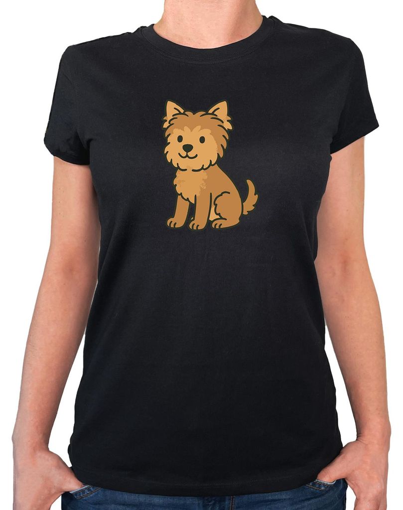 Huuraa Damen T-Shirt Yorkipoo Comic Yorkiepoo XL Black Bio Baumwolle Fairtrade Damenshirt Geschenkidee