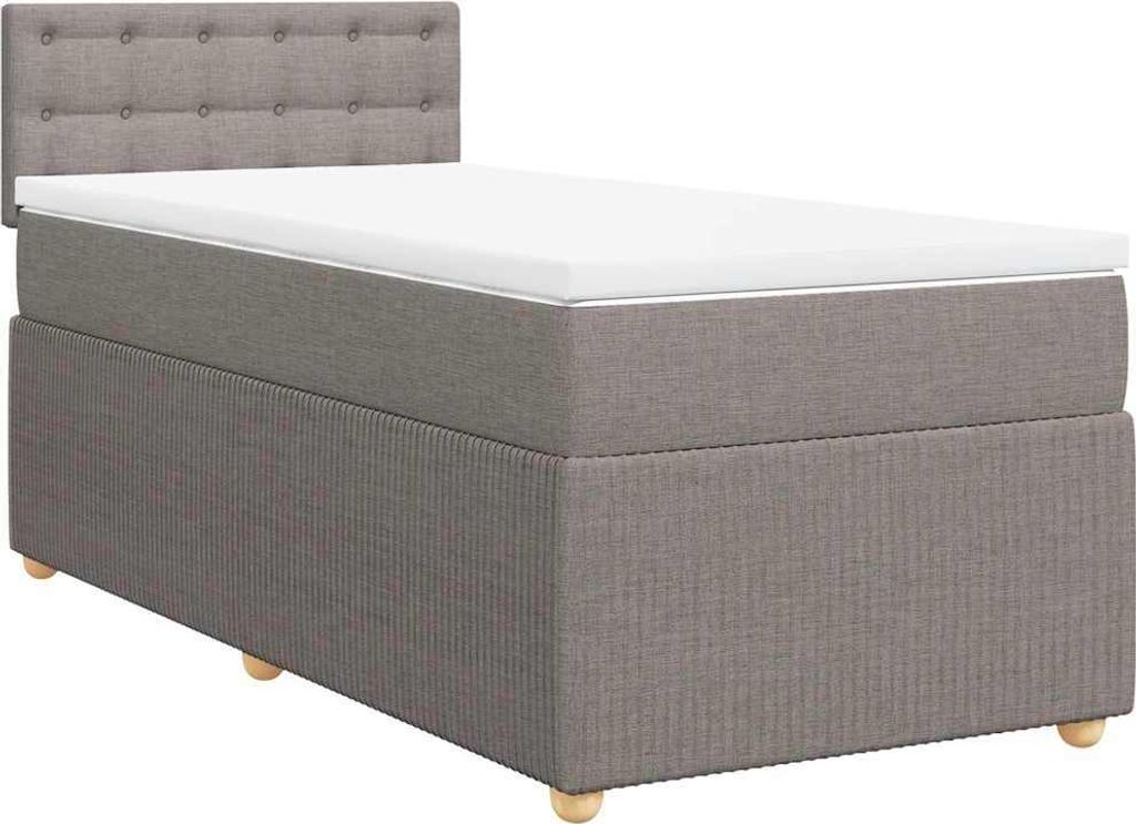 vidaXL Boxspringbett mit Matratze Taupe 90x190 cm Stoff