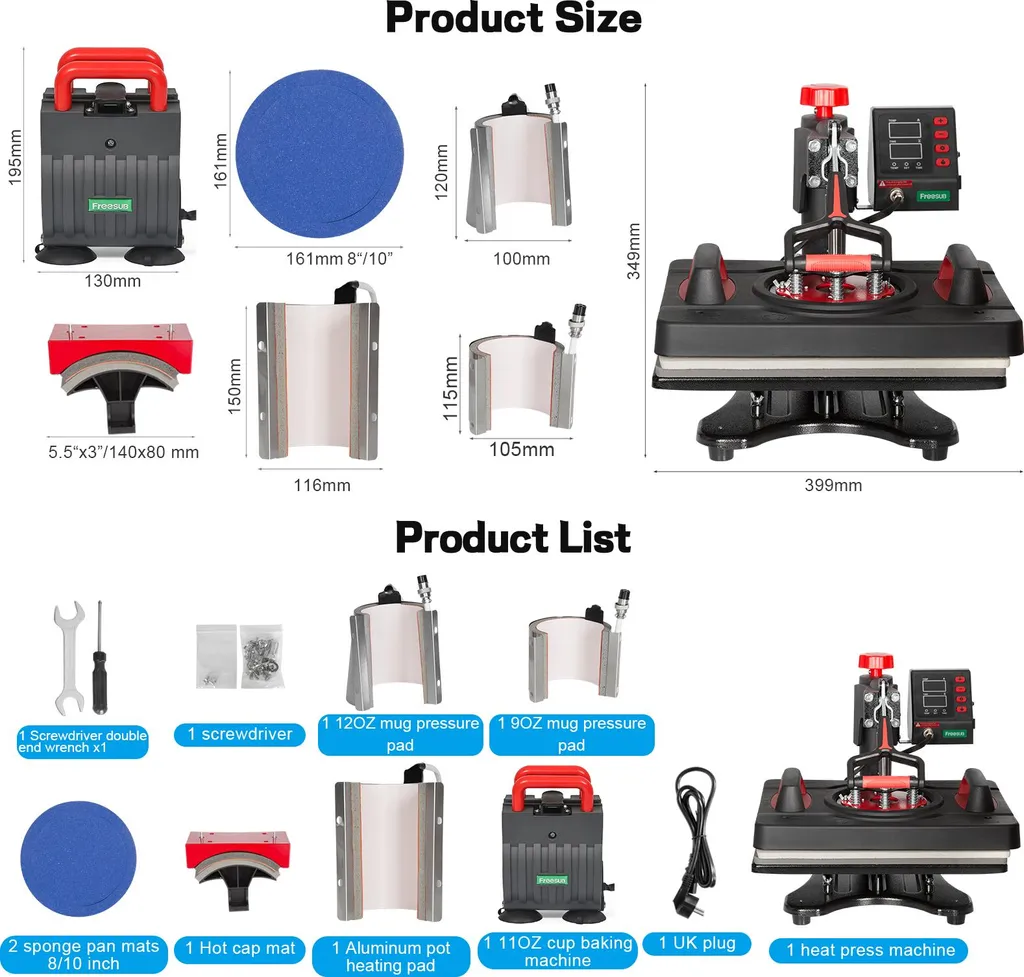 Machine de Sublimation Polyvalente 8 en 1 avec Écran LCD et Prise EU - 12